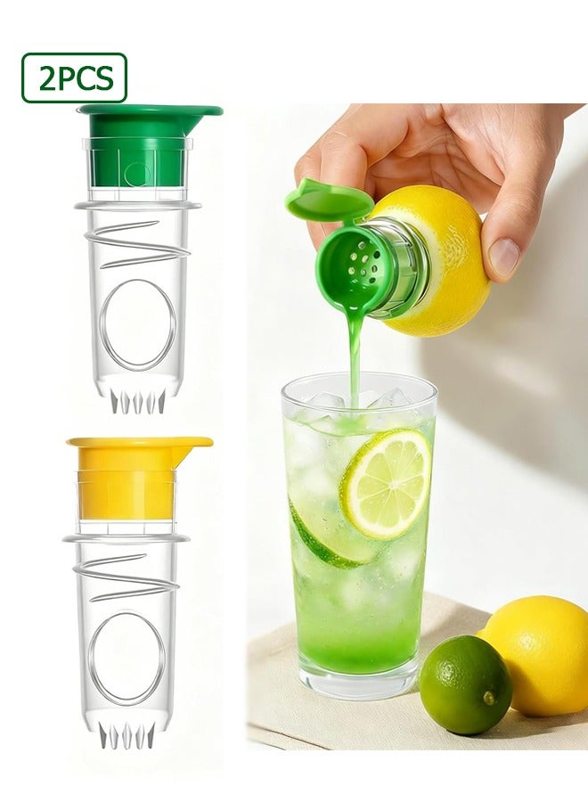 Wffo 2PCS Screw Top Manual Lemon Squeezer - Portable Citrus Juicer for Lemon/Lime/Orange, Food Grade Lime Squeezer BPA-Free, Easy to Clean and Carry, Ideal for Cooking, BBQ(Yellow/Green) - Image 1