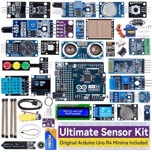 SunFounder Ultimate Sensor Kit with Original Arduino Uno R4 Minima, RoHS Compliant, Durable Sensors IoT ESP8266 IIC LCD1602 OLED, Online Tutorials & Video Courses for Beginners & Engineers - Image 1