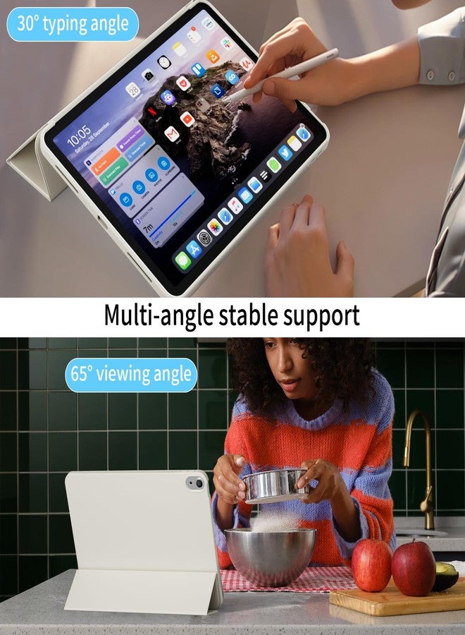kenke جراب KENKE لجهاز iPad A16 من الجيل الحادي عشر (11 بوصة، إصدار 2025)، جراب لجهاز iPad من الجيل العاشر 10.9 بوصة 2022 بدون حامل قلم، غطاء حماية ثلاثي الطي رفيع مع ظهر من مادة TPU ناعمة، لون أبيض كريمي - Image 4
