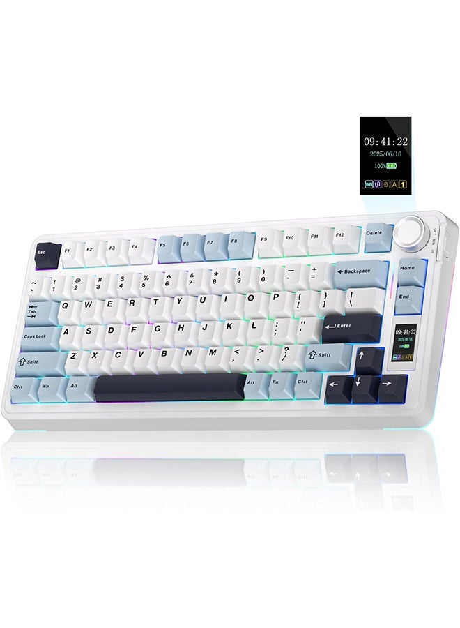AULA S75 PRO Wireless Mechanical Keyboard with Screen&Knob, 75% Hot Swappable Gaming Keyboard with Pre-lubed Switches, RGB Backlit, PBT Keycaps Creamy Sounding Pc Gaming Keyboards - Image 1