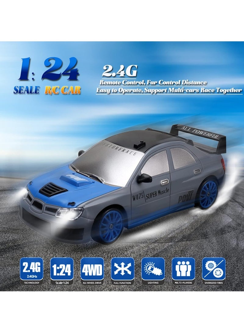 إسكدنيا سيارة دريفت RC، سيارة دريفت صغيرة RC للبالغين، سيارة سباق عالية السرعة 1:24 RC، سيارة لعبة لعشاق السباق 2.4 جيجا هرتز 4WD مع مصباح أمامي، مناسبة للأولاد والبنات وهدايا للبالغين (رمادي) - Image 3