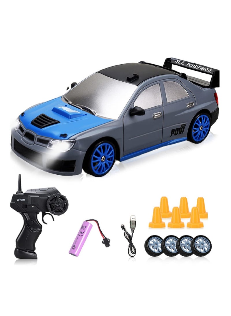 إسكدنيا سيارة دريفت RC، سيارة دريفت صغيرة RC للبالغين، سيارة سباق عالية السرعة 1:24 RC، سيارة لعبة لعشاق السباق 2.4 جيجا هرتز 4WD مع مصباح أمامي، مناسبة للأولاد والبنات وهدايا للبالغين (رمادي) - Image 1