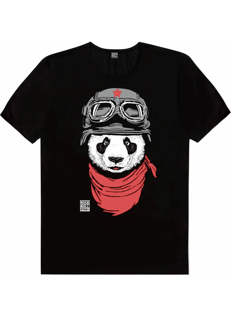 Rock&Roll Bandana Panda Black Short Sleeve Unisex Children's T-Shirt