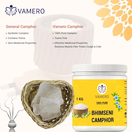 VAMERO Bhimseni Camphor Kapoor 1 KG (500g X 2 Jars) | 100% Pure, Organic and Original Kapur | Purifying & Pleasant Fragrance for Pooja, Hawan, Air Freshener, Meditation, 1 KG - Image 4