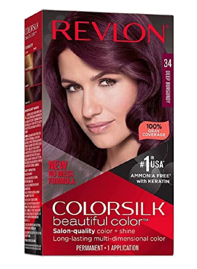 Revlon صبغة شعر كولور سيلك 34 بورجندي عميق 1 لكل عبوة (عبوة من قطعتين) - Image 1
