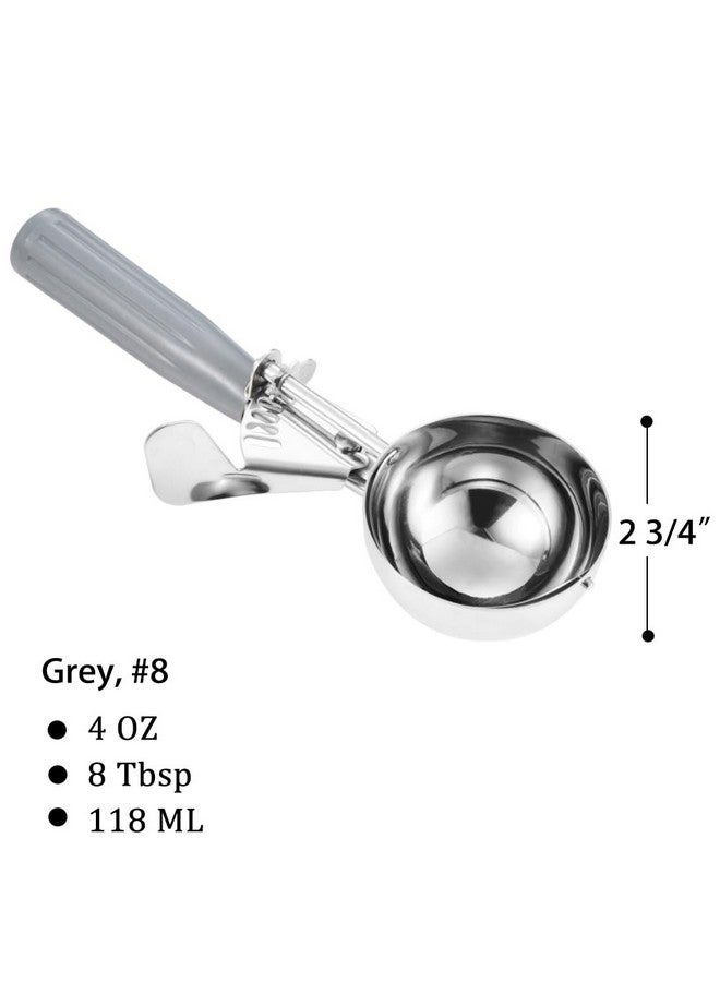 Saebye Portion Scoop - #8 (4 oz) - Disher, Cookie Scoop, Food Scoop, Muffin Scoop - Portion Control - 18/8 Stainless Steel, Grey Handle - Image 2
