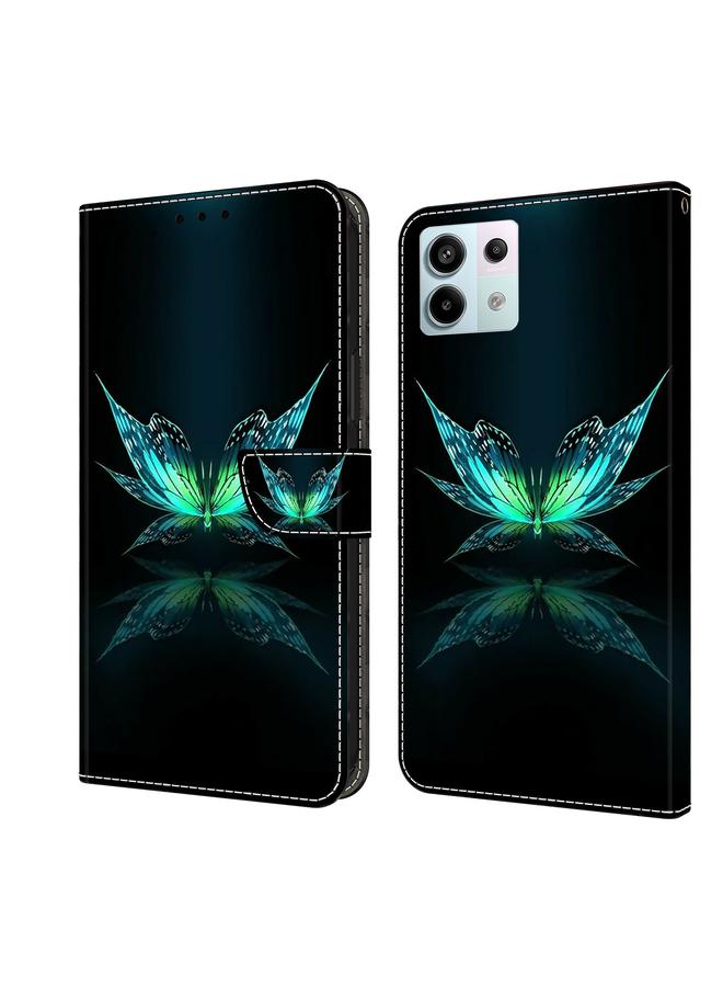 Zaboon For Xiaomi Redmi Note 13 Pro 5G Crystal 3D Shockproof Protective Leather Phone Case(Reflection Dutterfly) 