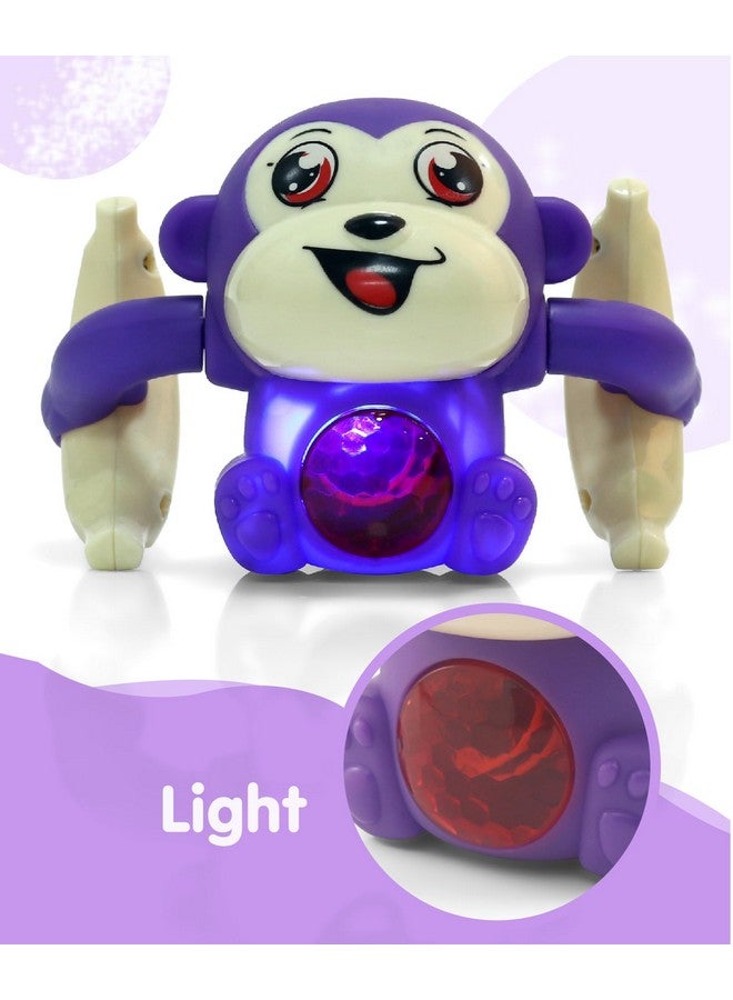 PLUSPOINT Baby Toys 6 to 12 Months Musical Toys Tumbling Monkey Pack of 2 with 360° Roll & Go, Music and Light Baby Toys 3-6 Months Crawling Toys for Baby Boy Girl Gifts - Image 3