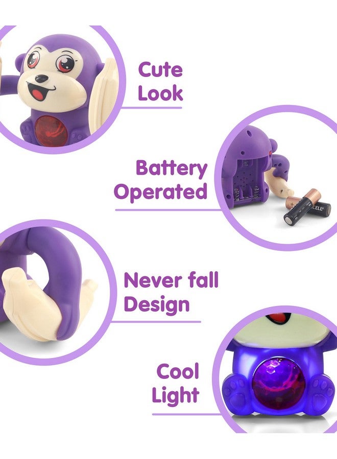 PLUSPOINT Baby Toys 6 to 12 Months Musical Toys Tumbling Monkey Pack of 2 with 360° Roll & Go, Music and Light Baby Toys 3-6 Months Crawling Toys for Baby Boy Girl Gifts - Image 5