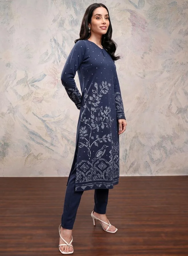 Vishudh Vishudh Ethnic Motifs Printed Regular Fit Kurta with Trousers Set