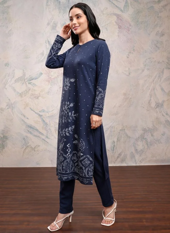 Vishudh Vishudh Ethnic Motifs Printed Regular Fit Kurta with Trousers Set