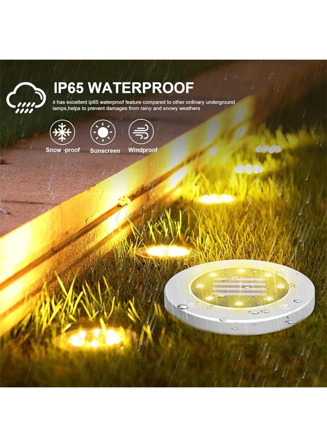 DUNISO 8Pcs Solar Ground Lights, LED Garden Lights Solar Powered,Disk Lights Waterproof In-Ground Outdoor Landscape Lighting for Patio Pathway Lawn Yard Deck Driveway Walkway,Warm White - Image 3