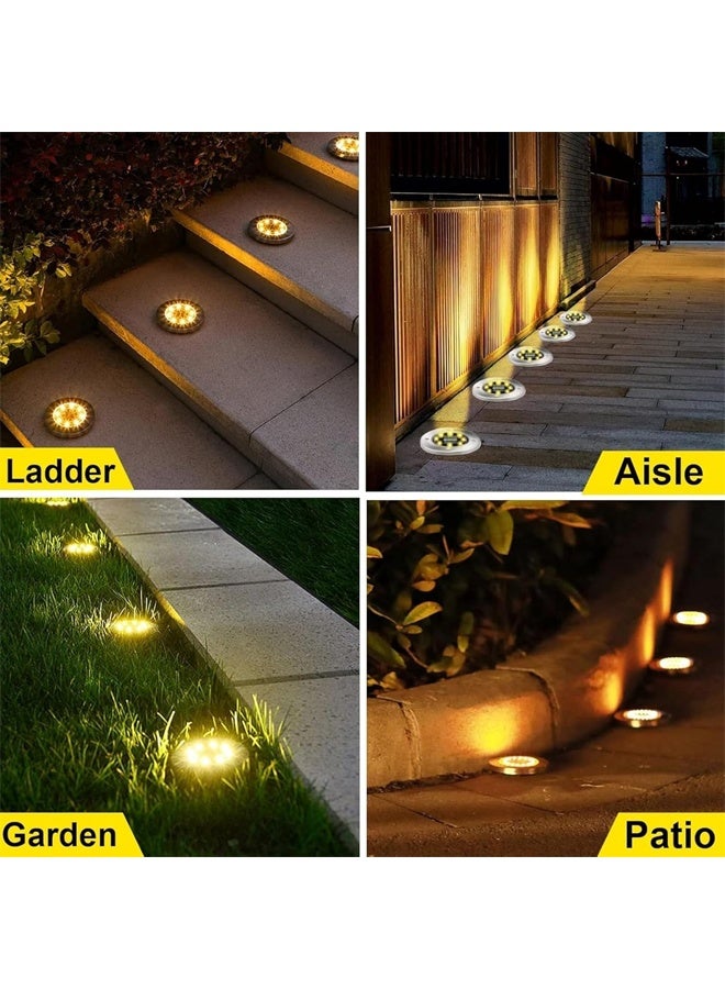 DUNISO 8Pcs Solar Ground Lights, LED Garden Lights Solar Powered,Disk Lights Waterproof In-Ground Outdoor Landscape Lighting for Patio Pathway Lawn Yard Deck Driveway Walkway,Warm White - Image 5