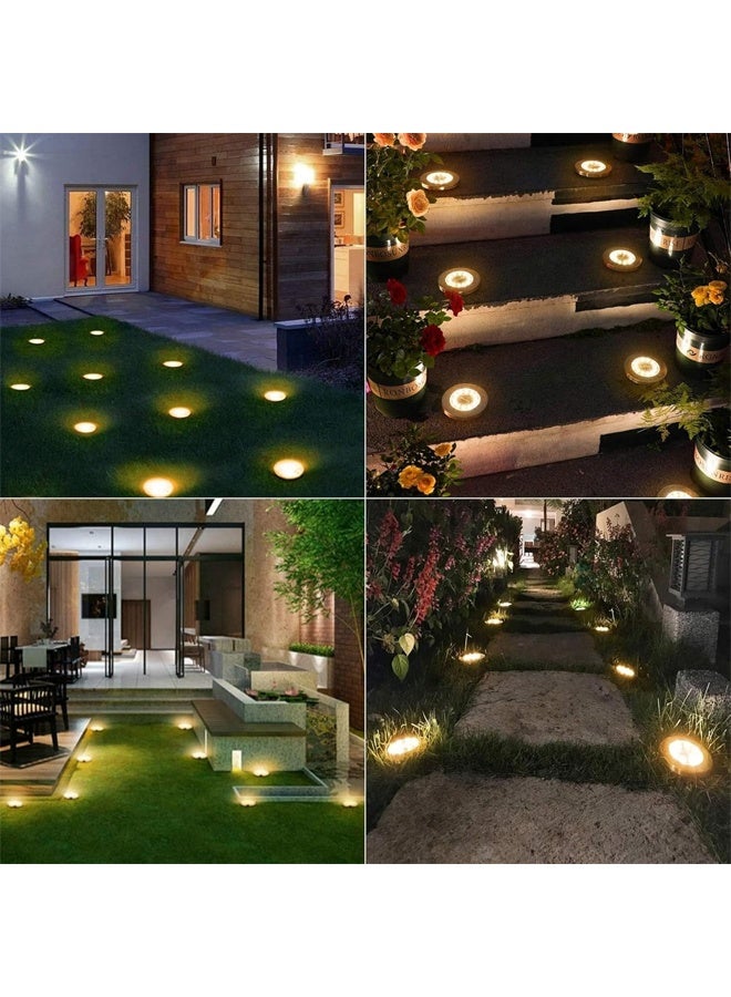 DUNISO 8Pcs Solar Ground Lights, LED Garden Lights Solar Powered,Disk Lights Waterproof In-Ground Outdoor Landscape Lighting for Patio Pathway Lawn Yard Deck Driveway Walkway,Warm White - Image 4