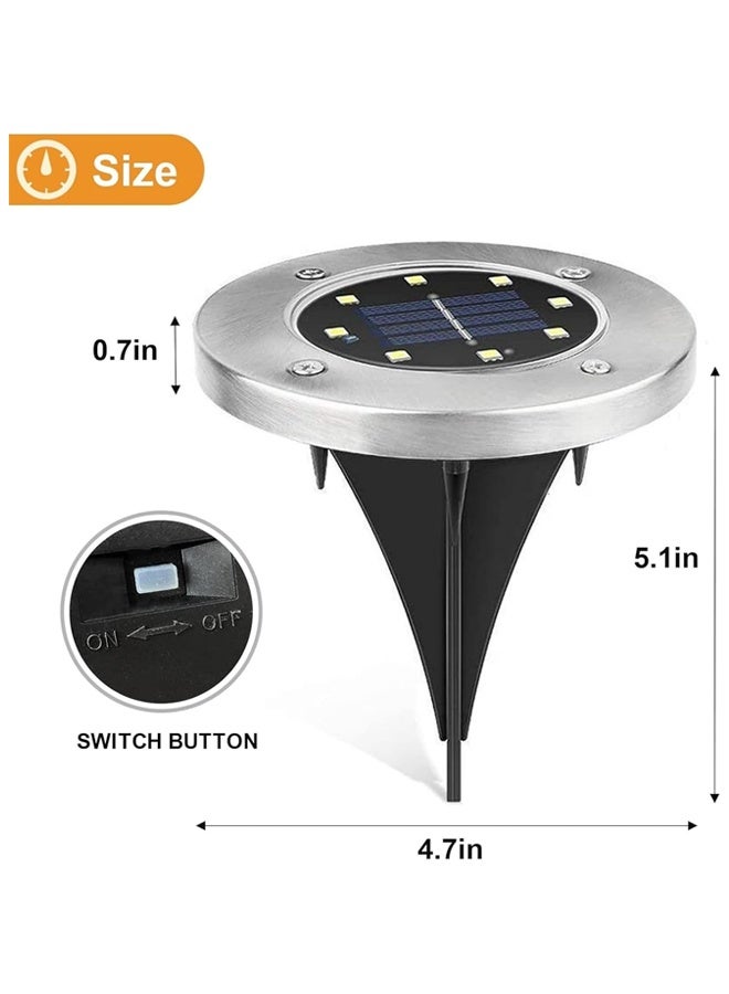 DUNISO 8Pcs Solar Ground Lights, LED Garden Lights Solar Powered,Disk Lights Waterproof In-Ground Outdoor Landscape Lighting for Patio Pathway Lawn Yard Deck Driveway Walkway,Warm White - Image 2