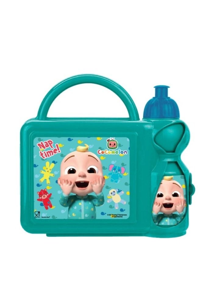 Cocomelon Compact Sturdy and Durable Lightweight Portable Lunch Box With Water Bottle for Kids 
