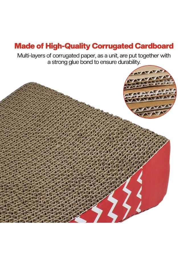 أن ان سي بيتس لوح خدش للقطط للقطط المنزلية، لوح خدش من الورق المقوى المموج القابل للعكس بتصميم على شكل سمكة، ونبات النعناع البري، وتصميم منحني، يشجع غرائز الصيد الطبيعية، 45 سم (أحمر) - Image 3