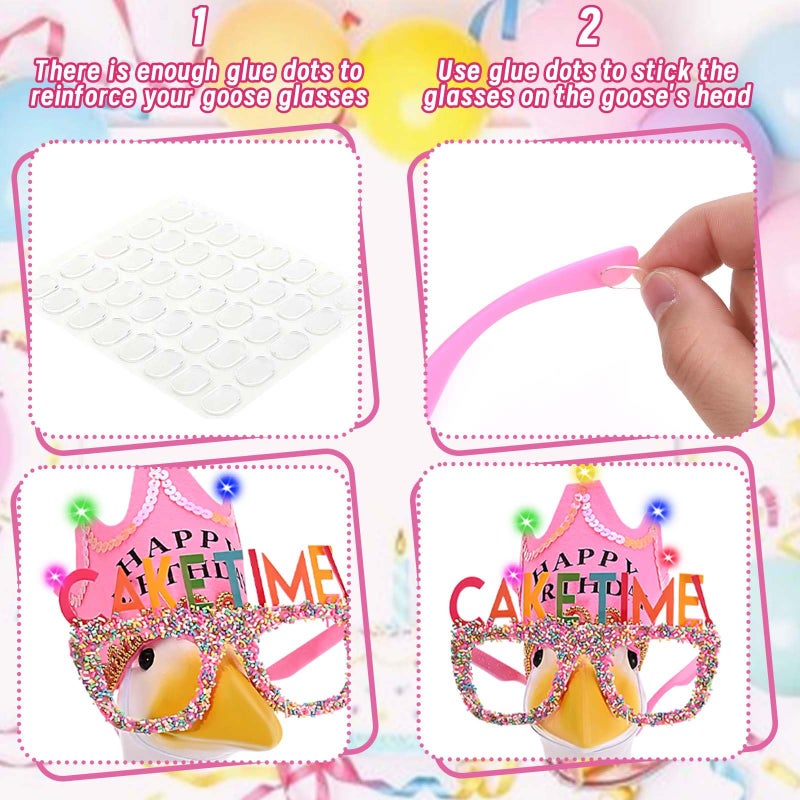 JcHrmers Happy Birthday Porch Goose Outfit Birthday Girl Goose Dress Tulle for 23" Cement Goose Pink Birthday Princess Goose Clothes with LED Crown Porch Lawn Garden Christmas Holiday Decor - Image 3