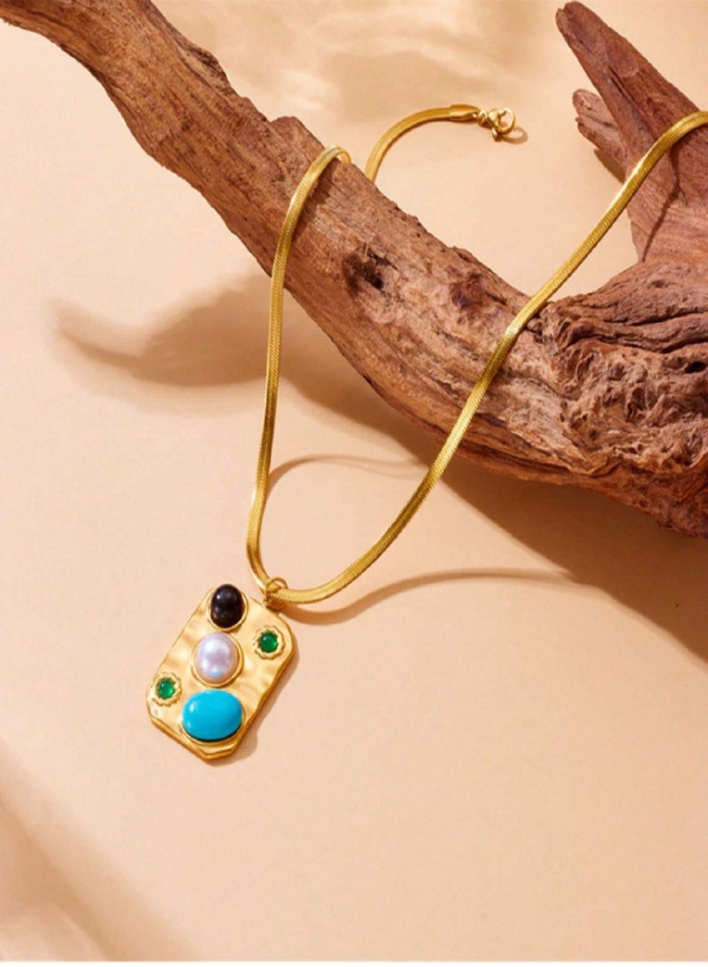 ورد مانيكان قلادة من الفولاذ المقاوم للصدأ،للنساء، فاخرة، قلادة عصرية بسيطة، إكسسوارات هدايا نسائية - Image 1