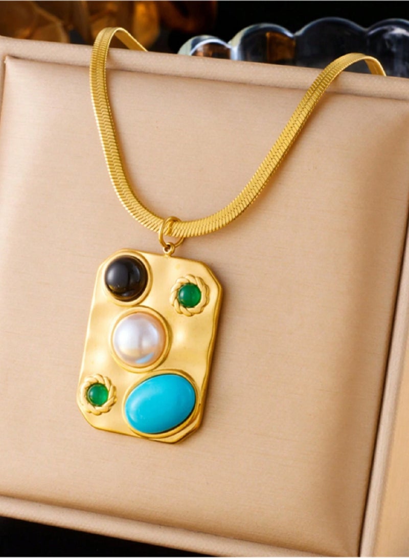 ورد مانيكان قلادة من الفولاذ المقاوم للصدأ،للنساء، فاخرة، قلادة عصرية بسيطة، إكسسوارات هدايا نسائية - Image 3