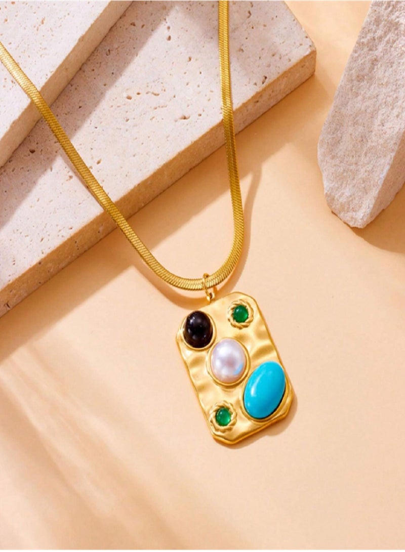 ورد مانيكان قلادة من الفولاذ المقاوم للصدأ،للنساء، فاخرة، قلادة عصرية بسيطة، إكسسوارات هدايا نسائية - Image 4