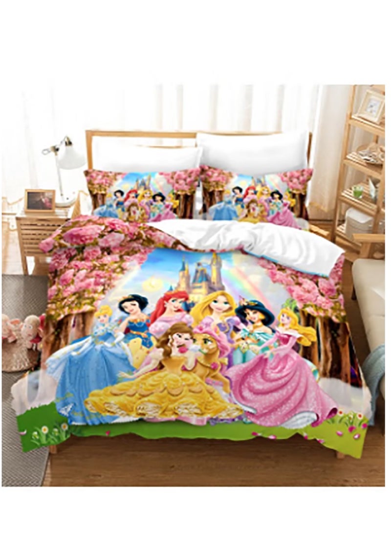 Cartoon Disney Princess pattern bedding three-piece set of soft microfiber polyester sheets including cover and two pillowcases (size 150cmX200cm) - pzsku/Z2D0011FC59BBB20FFF70Z/45/_/1733812239/62d52400-bcc3-4663-a0a2-392cf538926f