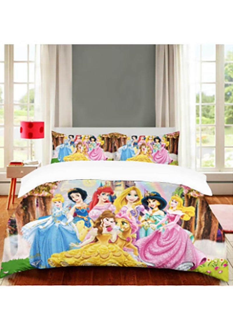 Cartoon Disney Princess pattern bedding three-piece set of soft microfiber polyester sheets including cover and two pillowcases (size 150cmX200cm) - pzsku/Z2D0011FC59BBB20FFF70Z/45/_/1733812259/d906bab1-f168-4384-8476-2705e8e9c8a6