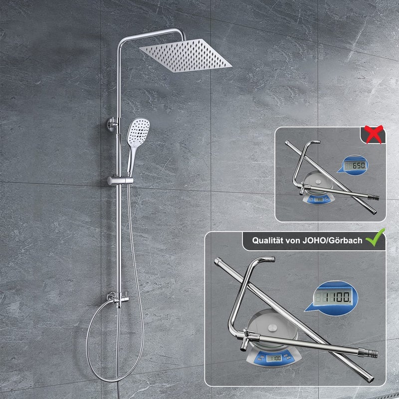 JOHO 304 Stainless Steel Shower Set Rain Shower System with Shower Head (Shower Set with Shower Head Square 20 x 20 cm) - Image 2