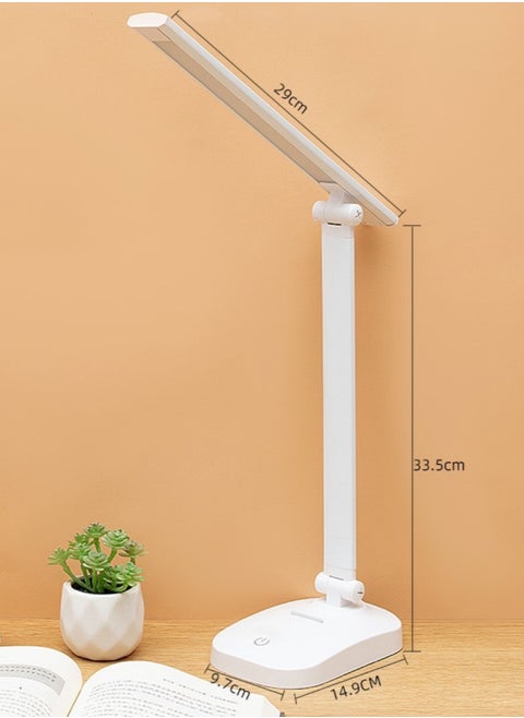 Rechargeable desk lamp,  folding desk lamp, rechargeable model , three color temperature dimming color+cable,4000mAh,white