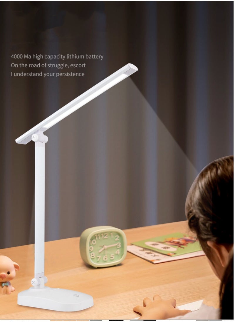 Generic Rechargeable desk lamp,  folding desk lamp, rechargeable model , three color temperature dimming color+cable,4000mAh,white  - Image 3