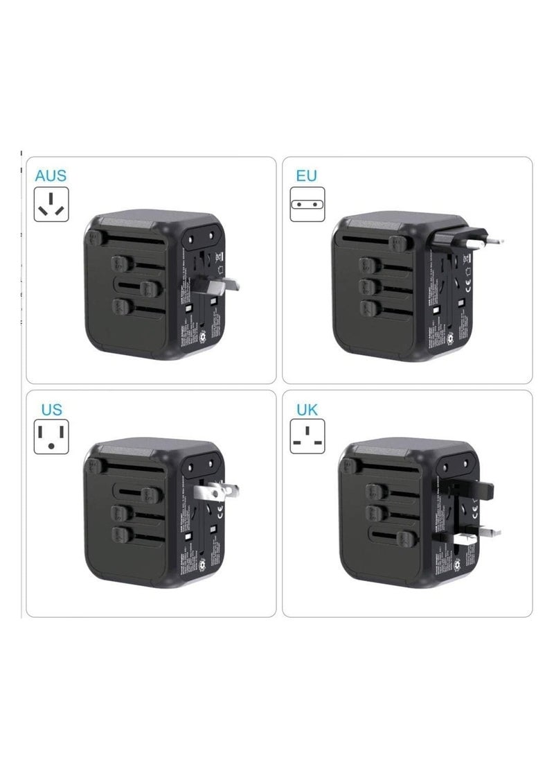 ELTRAZONE - Universal Travel Adapter Plug with 3 USB & 1 Type-C Port,Fast Wall Plug Adapter Socket with UK/EU/AU/US Plugs,Multiport Charger Plug Converter - Image 1