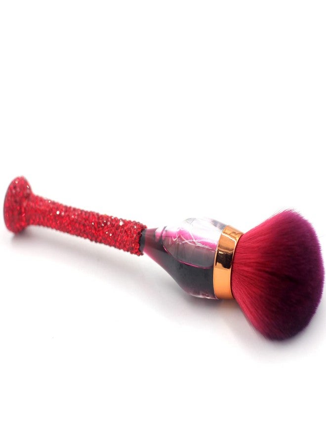 Bestbling Bling Bling Rhinestones Wine Glass Shaped Foundation Makeup Brush with Soft Fiber Bristles and Long Handle for Makeup Application (Red) - Image 4