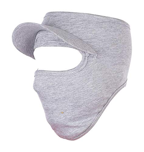 H-Store Unisex Stretchable Cotton Cap Face Protector Mask - (Grey Melange Plain) - Image 2