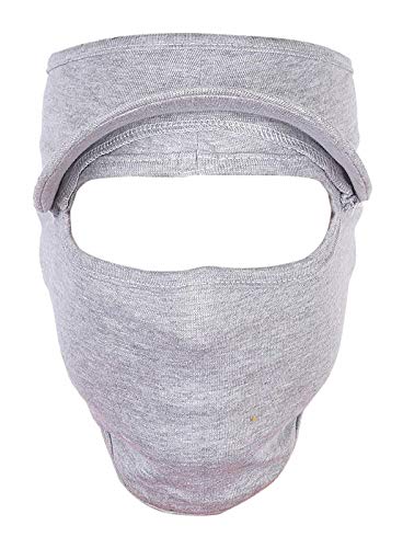 H-Store Unisex Stretchable Cotton Cap Face Protector Mask - (Grey Melange Plain) - Image 4