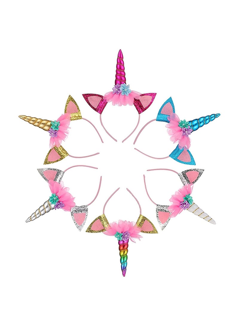 واي آند دي Unicorn Headband Party Supplies (Gold Silver) - Pack of 6 - Image 1