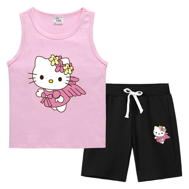 2023 Children'S Summer Vest Pants Sports Casual Base Shirt Outer Wear Thin Sleeveless Two-Piece Suit For Small And Medium-Sized Children - Image 2