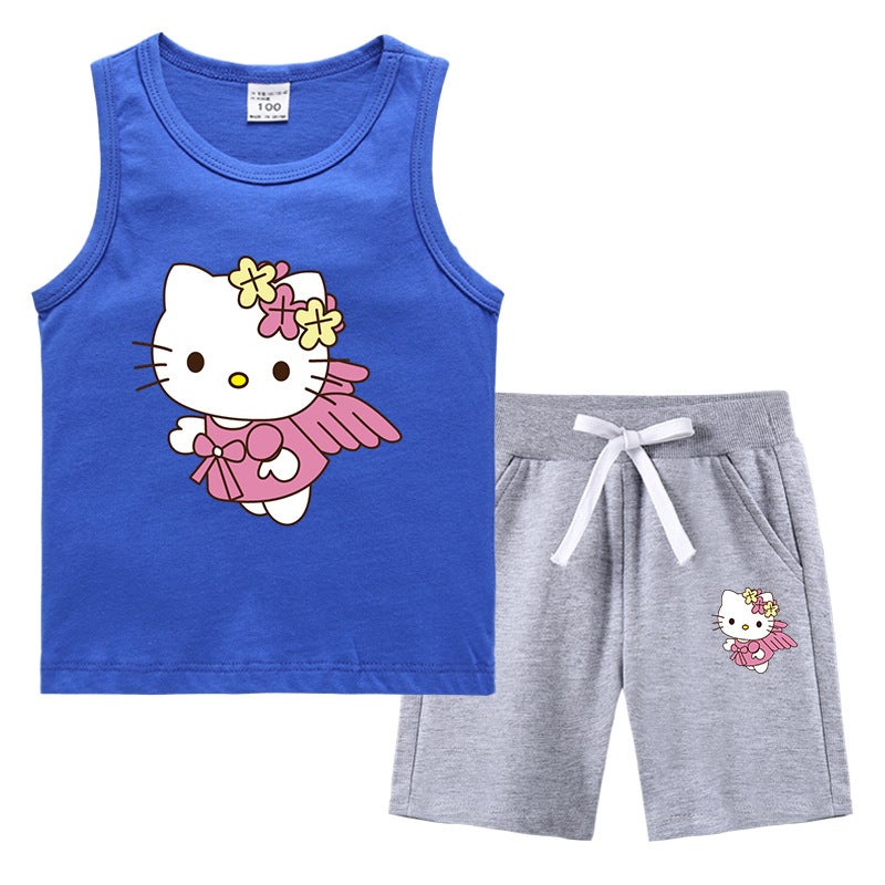 2023 Children'S Summer Vest Pants Sports Casual Base Shirt Outer Wear Thin Sleeveless Two-Piece Suit For Small And Medium-Sized Children - Image 1
