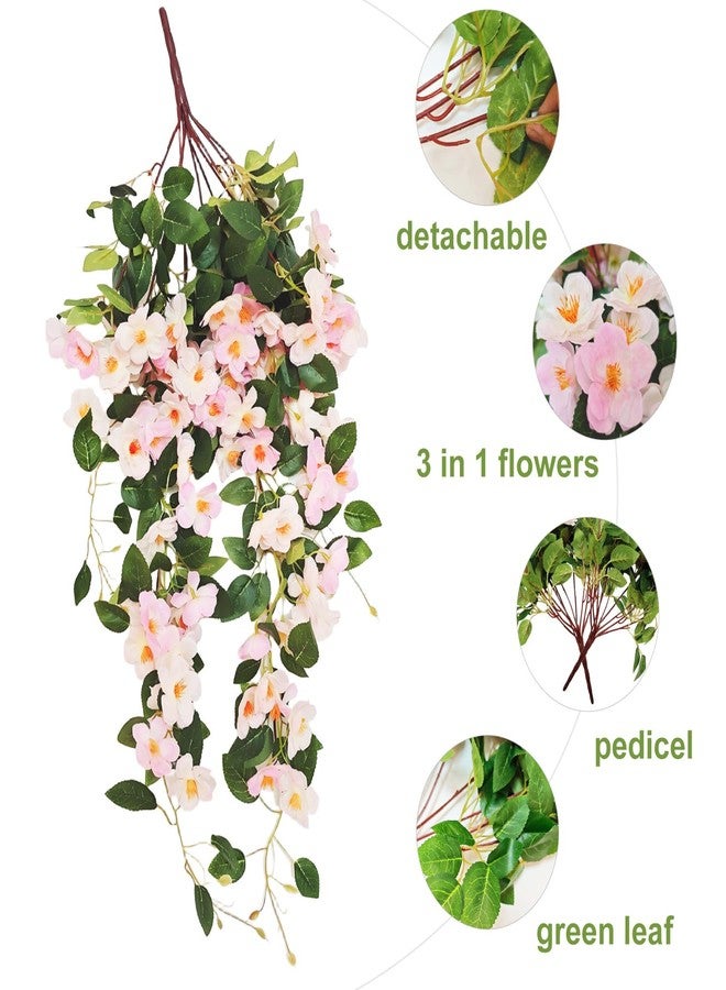 OrgMemory 2Pcs Hanging Cherry Blossom, Fake Flowers Hanging, Silk Flowers, Pink Flower Vines for Wall Home Room Garden Wedding Centerpieces Decoration Indoor Outdoor Decoration - Image 5