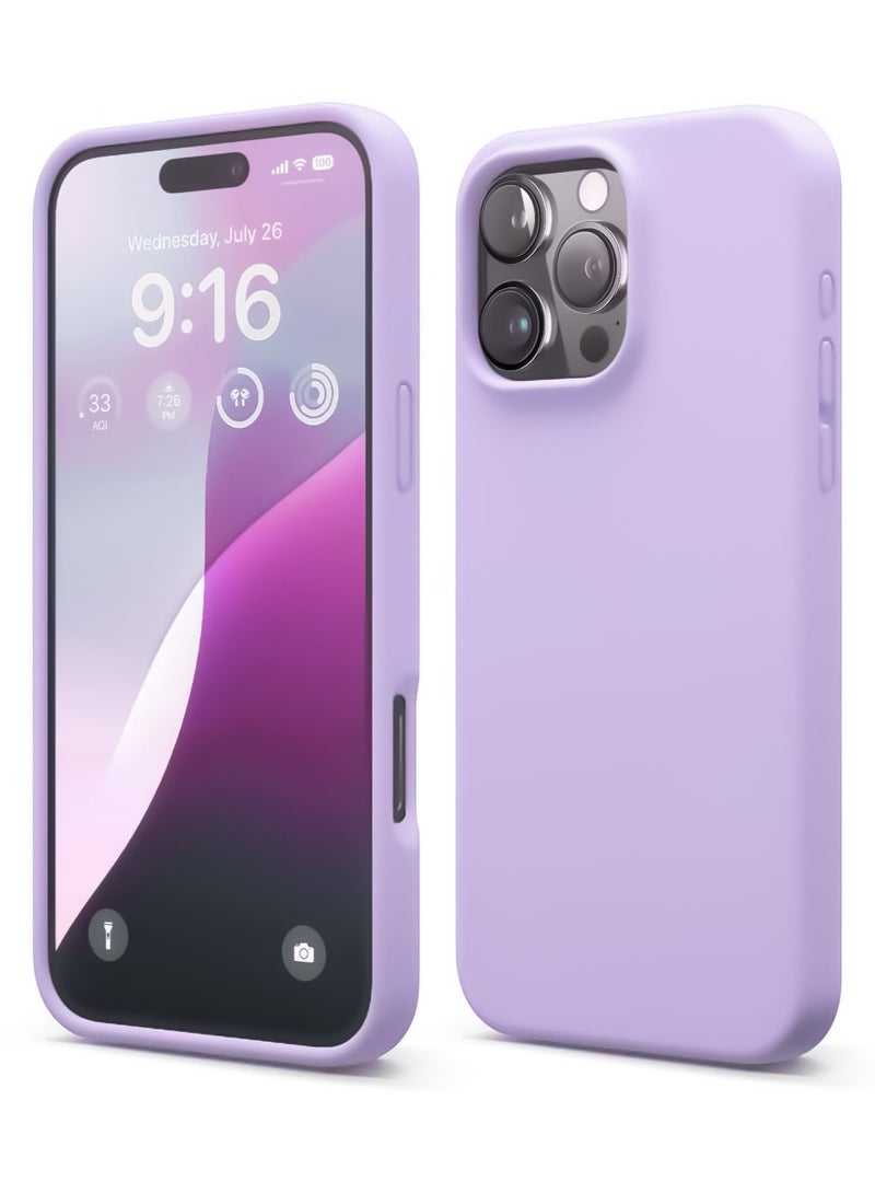 متوافق مع جراب iPhone 16 Pro Max مقاس 6.9 بوصة من السيليكون السائل النحيف 4 طبقات من مطاط الجل الناعم المقاوم للصدمات مع بطانة من الألياف الدقيقة المضادة للخدش (أرجواني فاتح) - Image 1