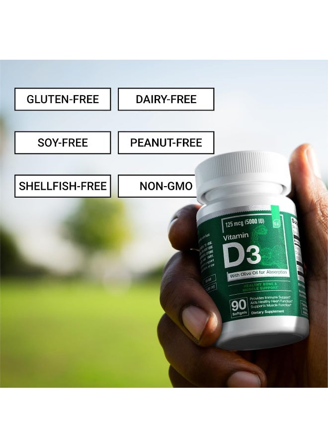 Essential Elements Vitamin D3 Softgels 5000 IU with Olive Oil for Adults - Image 5