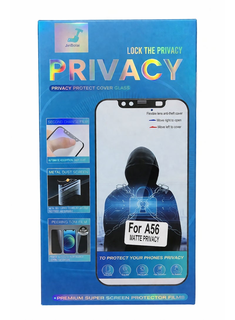 Samsung Galaxy A56 Privacy Screen Protector Matte Anti-Spy Glass with Camera Cover