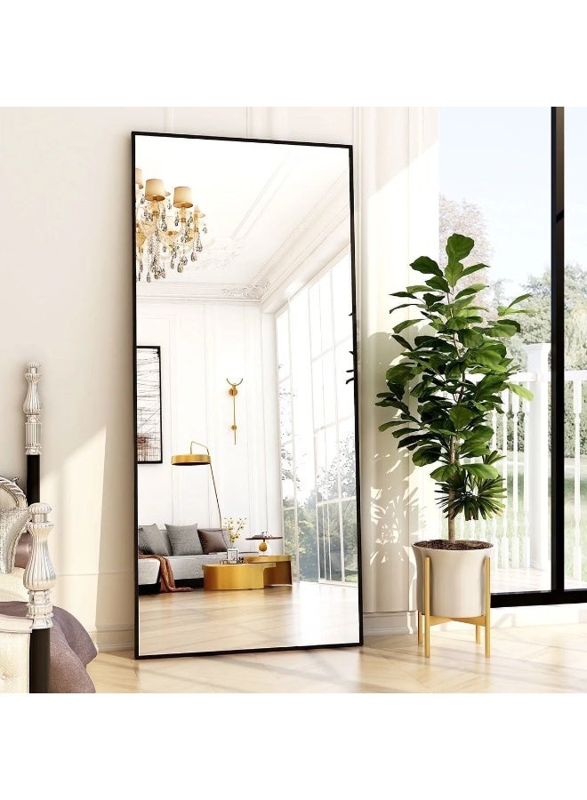 NAMA Anti Shock Breakable frame Full length Mirror 170cm x60cm with metal stand and can be hanged on the wall Premium  Standing Mirror, Large Wall Mirror, Full Length Mirror with 1.6 cm Thick Aluminium Frame and Fixed Back Panel, Decorative Mirror for Living Room, Sleep, Dressing(black) - Image 2