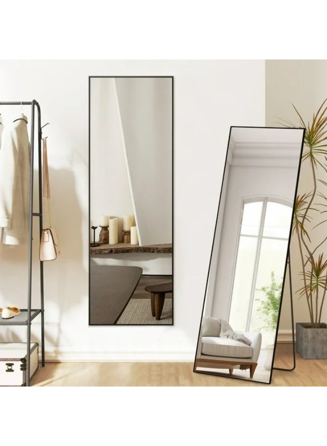 NAMA Anti Shock Breakable frame Full length Mirror 170cm x60cm with metal stand and can be hanged on the wall Premium  Standing Mirror, Large Wall Mirror, Full Length Mirror with 1.6 cm Thick Aluminium Frame and Fixed Back Panel, Decorative Mirror for Living Room, Sleep, Dressing(black) - Image 3