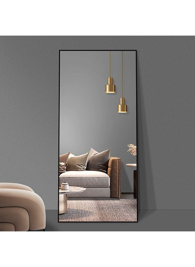 NAMA Anti Shock Breakable frame Full length Mirror 170cm x60cm with metal stand and can be hanged on the wall Premium  Standing Mirror, Large Wall Mirror, Full Length Mirror with 1.6 cm Thick Aluminium Frame and Fixed Back Panel, Decorative Mirror for Living Room, Sleep, Dressing(black) - Image 5