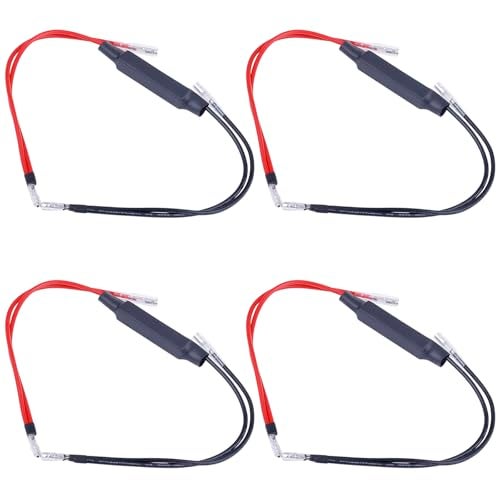 Kinstecks Motorcycle Resistor 4PCS 12V Motorbike Turn Signal Indicator Resistor Adaptor Flash Fix Error LED for Motorcycle Motorbike-10Ohm Black Red - Image 1