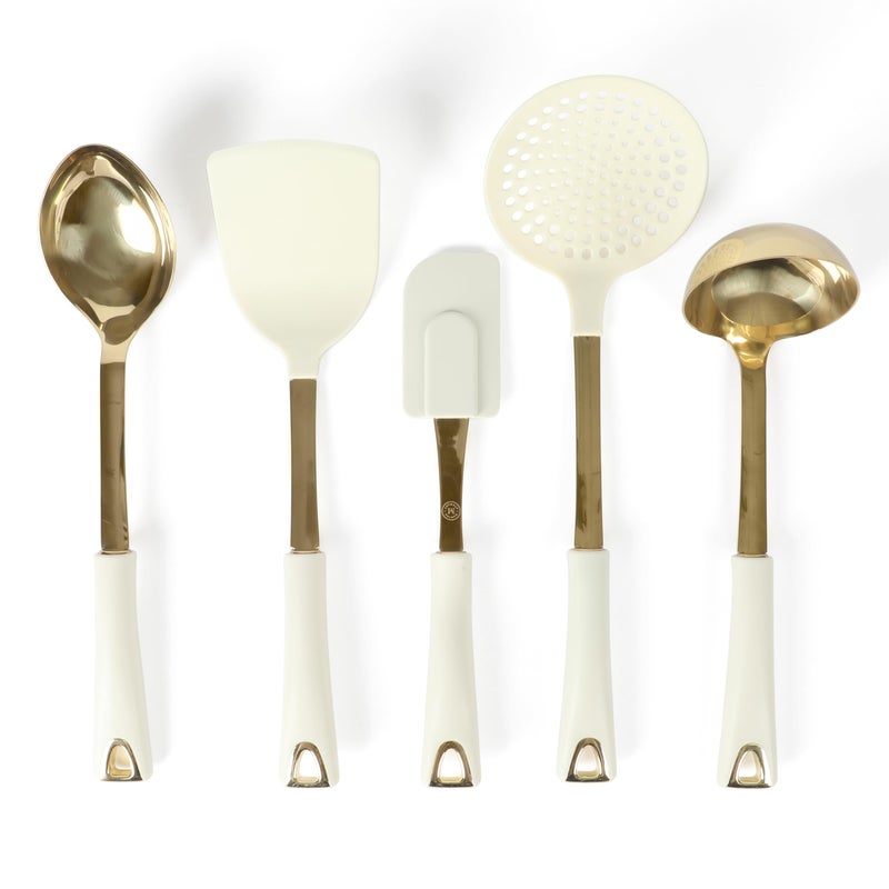 Martha stewart Martha Stewart Lockton 5Piece Stainless Steel  Nylon Kitchen Tool Set  Linen wGold 