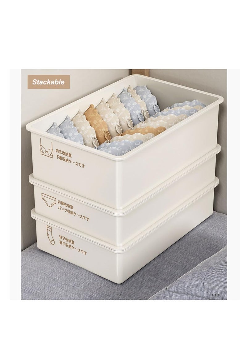 Generic Plastic Underwear Organizer, Stackable Underwear Storage Box with Dustproof Lid for Closet Wardrobe, Socks Pants Bra Dispenser for Bedroom Cabinet, Drawer Dividers for Scarves Ties Cables (For Sock)  - Image 4