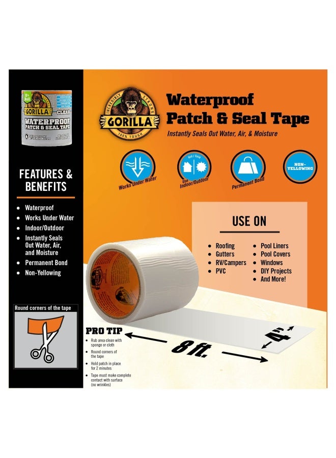 Gorilla Waterproof PatcHand Seal Tape 4 X 8 Clear  - Image 4