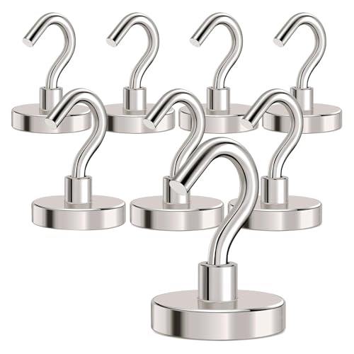 MIKEDE Magnetic Hooks Heavy Duty,120LB+ Strong Magnet with Hook, Super Neodymium Cruise Hooks, Locker Organizer Industrial Hooks for Hanging, Magnetic Hanger for Cruise, Grill - 8 Pack - Image 1