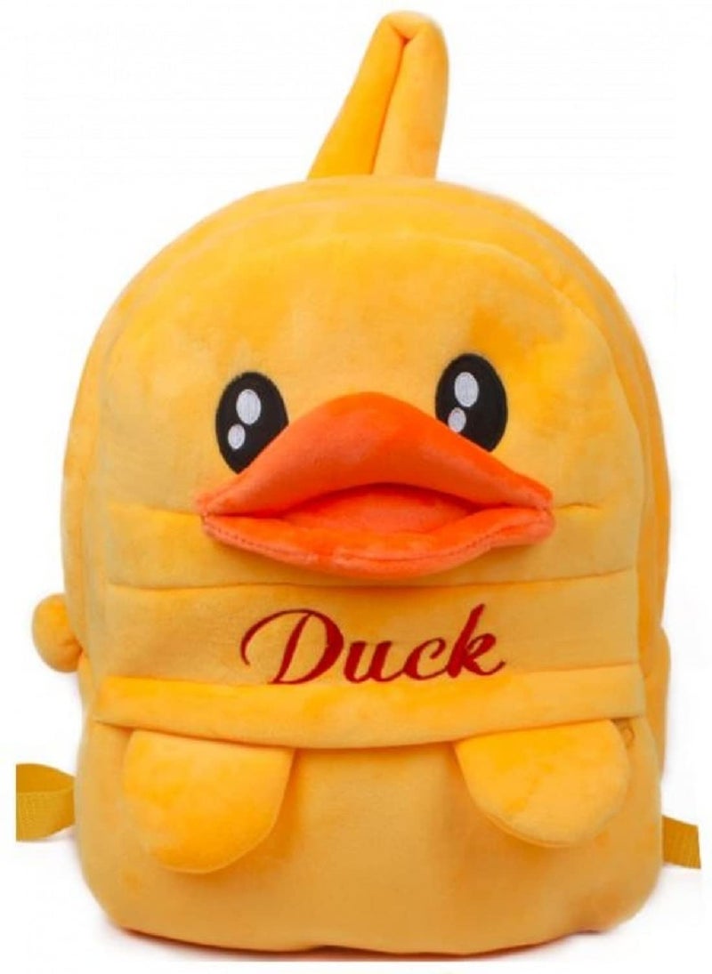 Frantic Kids Soft Cartoon Animal Travelling 10 Litre School Bag Soft Plush 2 Compartment Backpacks Boy's Girls Baby For 2 To 5 Years Baby/Boy's/Girls Nursery, Preschool, Picnic(Yellow_Duckp) Standard - Image 1